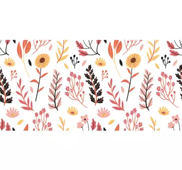 Stickers voor op meubels Kleurrijke bloemen over een wit - TenStickers