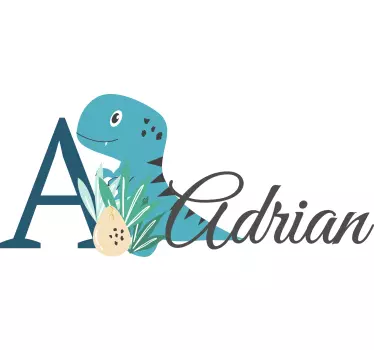 Stickers kinderkamer Schattige dieren dino met naam - TenStickers