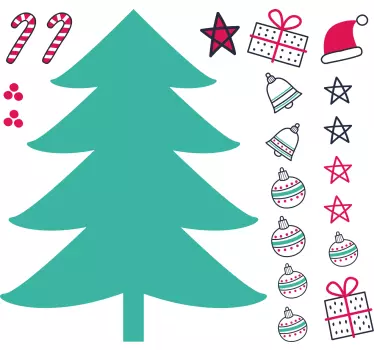Kleurrijke kerstboom kerst sticker - TenStickers