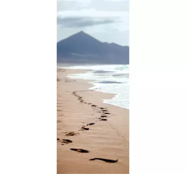 Douchedeur sticker voetafdrukken op het strand - TenStickers