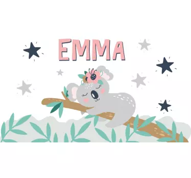 Muurstickers kinderkamer koala met naam - TenStickers