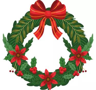 Vrolijke vakantiekrans kerst sticker - TenStickers