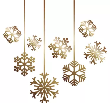 Kerststickers Hangende gouden sneeuwvlokken muursticker woonkamer - TenStickers