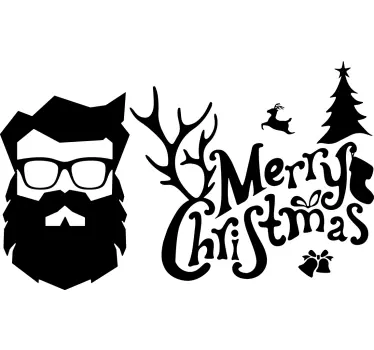 Raamstickers Vrolijk hipster kerstfeest - TenStickers