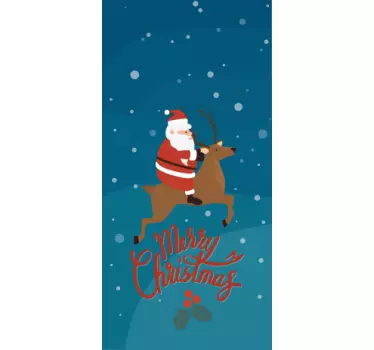 Kerst sticker met ontwerp van kerstman en rendieren - TenStickers