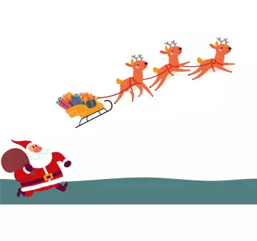 Scène met de slee van de kerstman Kerststicker - TenStickers