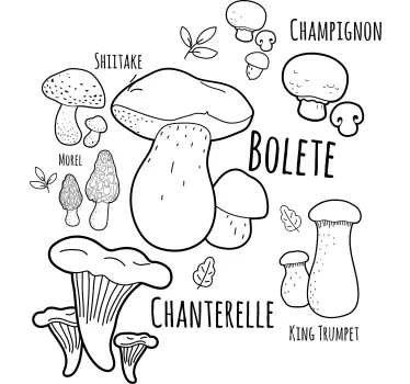 Keuken muursticker paddenstoelen kookgids - TenStickers