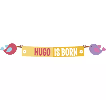 Muursticker babykamer vogels welkom nieuwe hugo - TenStickers