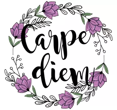 Motivatie muurstickers Carpe diem kleurrijk bloemenpatroon - TenStickers
