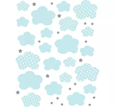 Set van 41 blauwe wolken sterren baby kinderen sticker - TenStickers