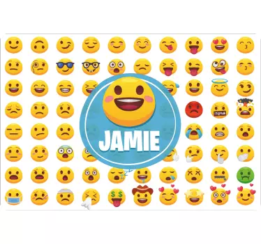 Stickers voor laptop Emoji's met naam - TenStickers