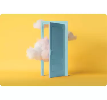 Sticker voor laptop open deur met wolken - TenStickers
