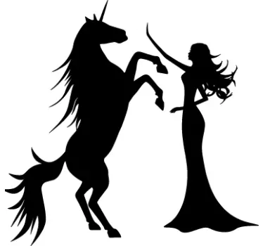 Prinses en eenhoorn sticker - TenStickers