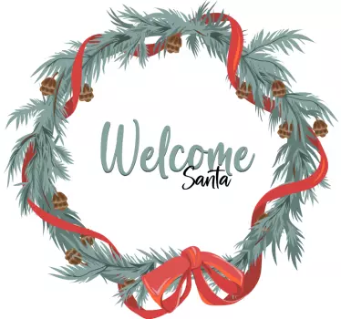 Kerst krans muursticker familienaam - TenStickers