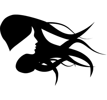 Muursticker Silhouet Vrouw in Wind - TenStickers