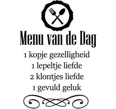 Menu van de dag liefde muursticker keuken - TenStickers