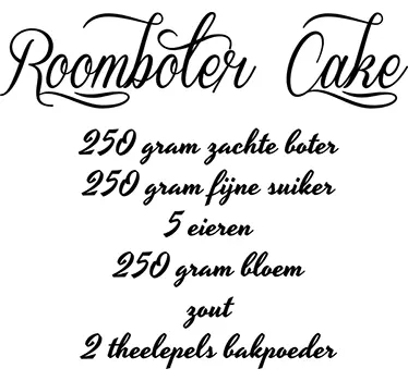 Muursticker keuken recept roomboter cake - TenStickers