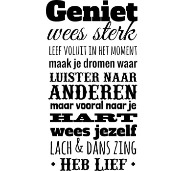 Inspiratie genieten motivatie tekst sticker - TenStickers