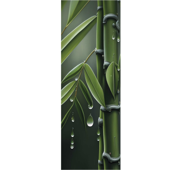 Bamboe met druppels Koelkast sticker - TenStickers