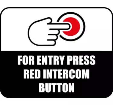 Druk op rode intercomknop Aanwijzingen sticker - TenStickers