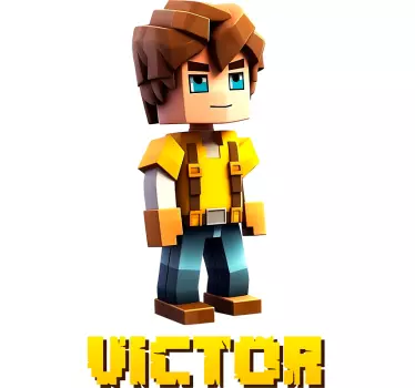 Pixel game personage aanpasbare naam sticker - TenStickers