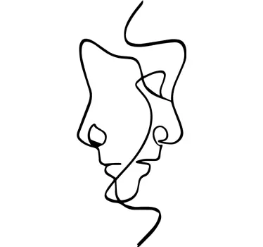 Minimalistische gezichten muursticker woonkamer - TenStickers