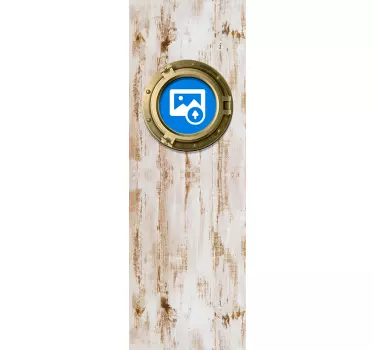 Raam van schip op oud hout textuur deur sticker - TenStickers