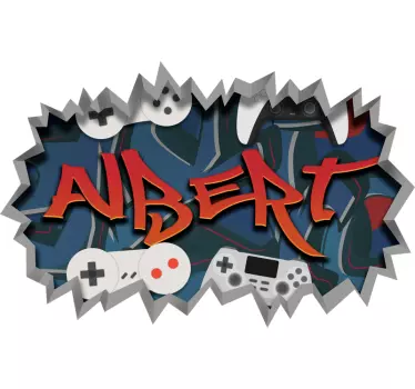 Gamer-graffiti Muursticker tienerkamer gepersonaliseerd - TenStickers