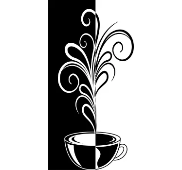 Bruin witte koffie decoratieve lijnen sticker - TenStickers