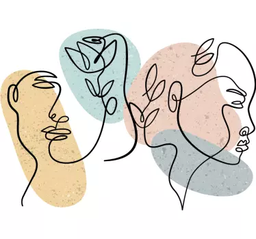Lijntekeningen vrouwen gezichten Muursticker - TenStickers