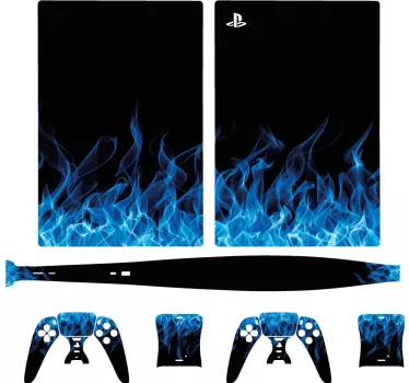 Blauwe vlammen PS5 sticker - TenStickers