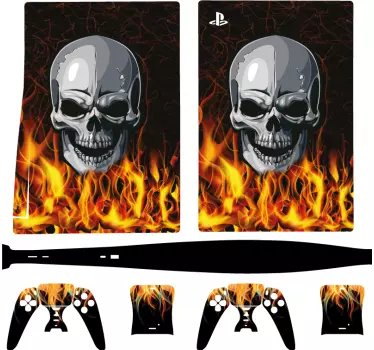 Schedel in vlammen PS5 sticker - TenStickers