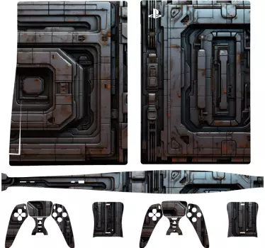 Ruimteschip metalen textuur PS5 sticker - TenStickers