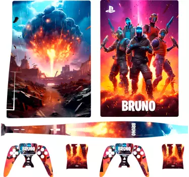 Aanpasbare videogame strijd PS5 naam sticker - TenStickers
