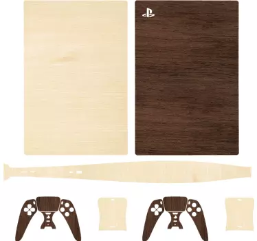 Hout textuur playstation 5 sticker - TenStickers