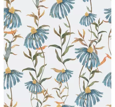Blauw bloemenpatroon Meubelsticker - TenStickers