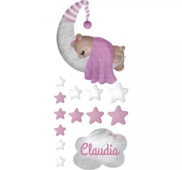 Muursticker Lieve Slapende Teddybeer - TenStickers
