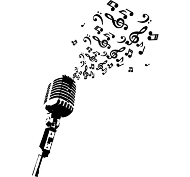 Muursticker Microphone met Noten - TenStickers