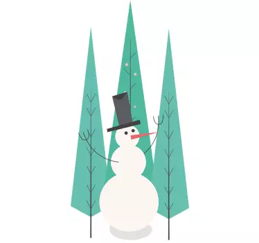 Muursticker Sneeuwman met Bomen - TenStickers