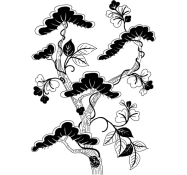 Aziatische boom bloemen sticker - TenStickers