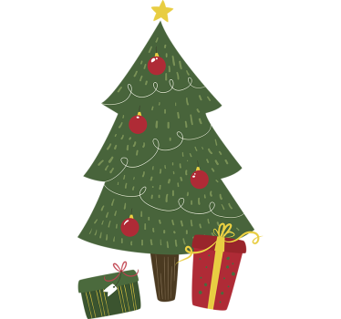 Feestdagen sticker kerstboom met geschenken - TenStickers