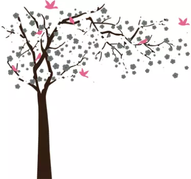 Vogel muursticker met bloesem boom - TenStickers