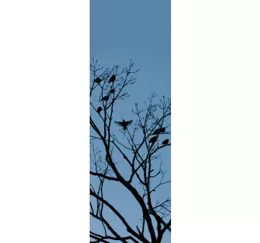 Boom met Vogels koelkast sticker - TenStickers