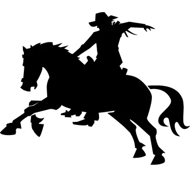 Cowboy op paard sticker - TenStickers