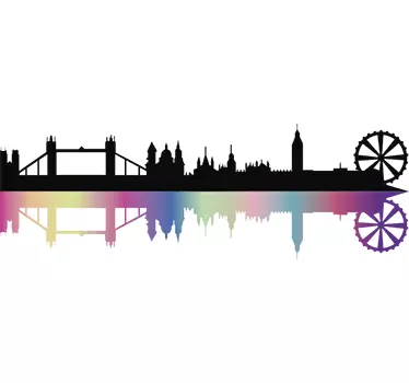 Decoratie sticker regenboog skyline Londen - TenStickers