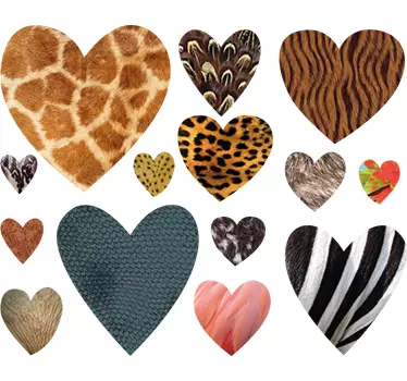 Set van 14 Dieren Print Hartjes Muursticker - TenStickers