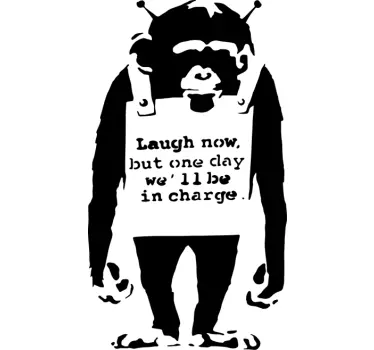 Lach nu apen Banksy sticker - TenStickers