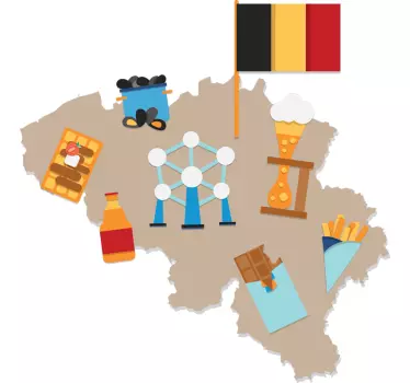 Muurstickers tienerkamer Traditioneel Vlaamse kaart - TenStickers