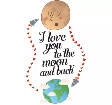 Love You To The Moon Muursticker - TenStickers