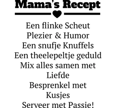 Mama´s recept keuken tekst sticker - TenStickers
